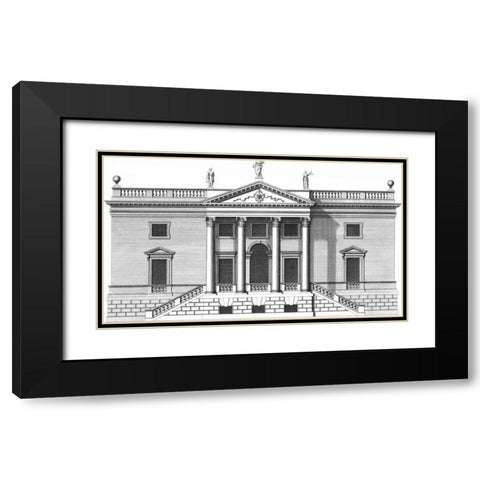 Custom Vintage Facade Blueprint V Black Modern Wood Framed Art Print with Double Matting by Hulsburgh, H.