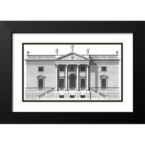 Custom Vintage Facade Blueprint V Black Modern Wood Framed Art Print with Double Matting by Hulsburgh, H.