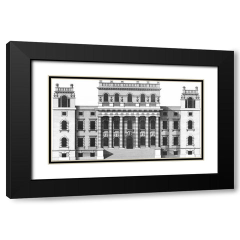 Custom Vintage Facade Blueprint VI Black Modern Wood Framed Art Print with Double Matting by Hulsburgh, H.