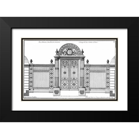 Custom Neufforge Gate Blueprint IV Black Modern Wood Framed Art Print with Double Matting by Neufforge