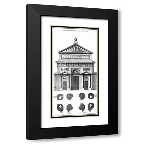Custom Palace Facade Blueprint I Black Modern Wood Framed Art Print with Double Matting by Vision Studio