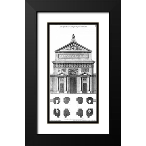Custom Palace Facade Blueprint I Black Modern Wood Framed Art Print with Double Matting by Vision Studio