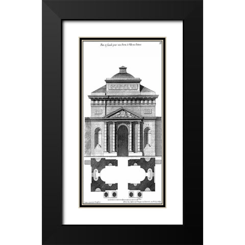 Custom Palace Facade Blueprint II Black Modern Wood Framed Art Print with Double Matting by Vision Studio