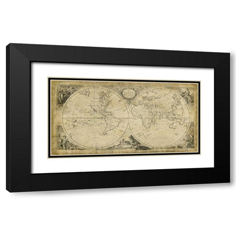 World Discoveries Map Black Modern Wood Framed Art Print with Double Matting by Jeffreys, T.