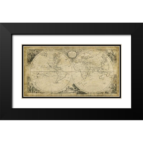 World Discoveries Map Black Modern Wood Framed Art Print with Double Matting by Jeffreys, T.