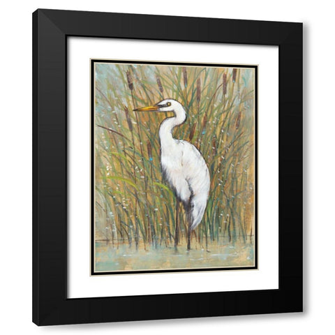 White Egret I Black Modern Wood Framed Art Print with Double Matting by OToole, Tim
