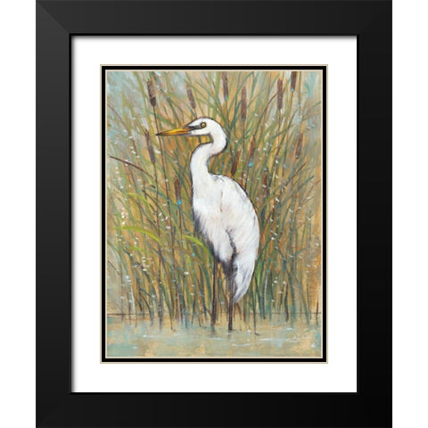 White Egret I Black Modern Wood Framed Art Print with Double Matting by OToole, Tim