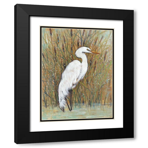 White Egret II Black Modern Wood Framed Art Print with Double Matting by OToole, Tim