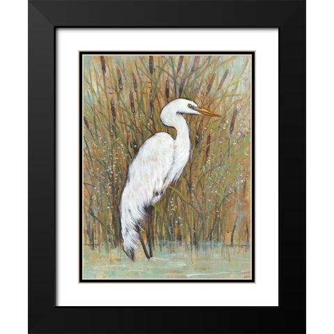 White Egret II Black Modern Wood Framed Art Print with Double Matting by OToole, Tim