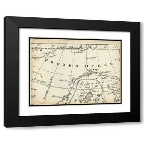Map of Europe Grid II Black Modern Wood Framed Art Print with Double Matting by Jeffreys, T.
