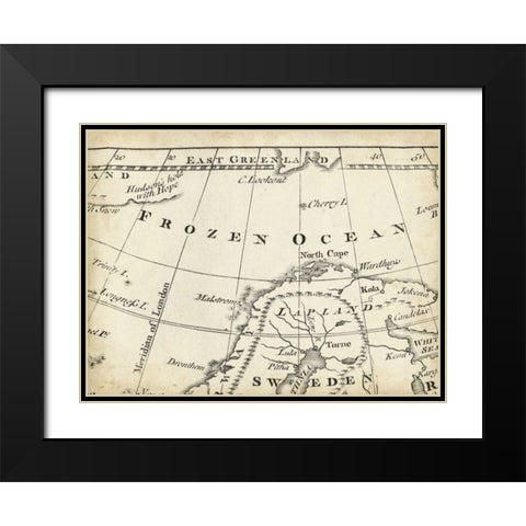 Map of Europe Grid II Black Modern Wood Framed Art Print with Double Matting by Jeffreys, T.