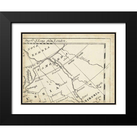Map of Europe Grid III Black Modern Wood Framed Art Print with Double Matting by Jeffreys, T.