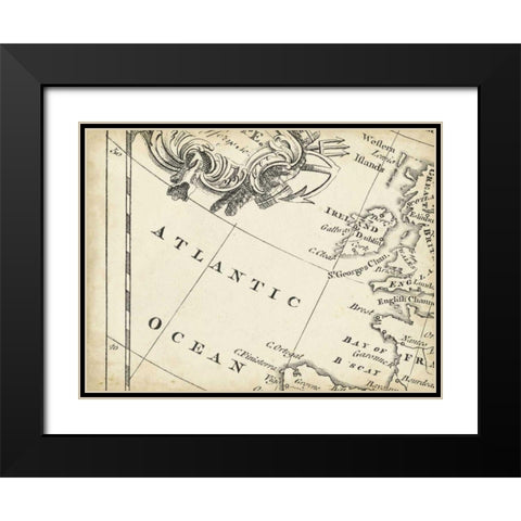 Map of Europe Grid IV Black Modern Wood Framed Art Print with Double Matting by Jeffreys, T.