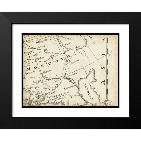 Map of Europe Grid VI Black Modern Wood Framed Art Print with Double Matting by Jeffreys, T.