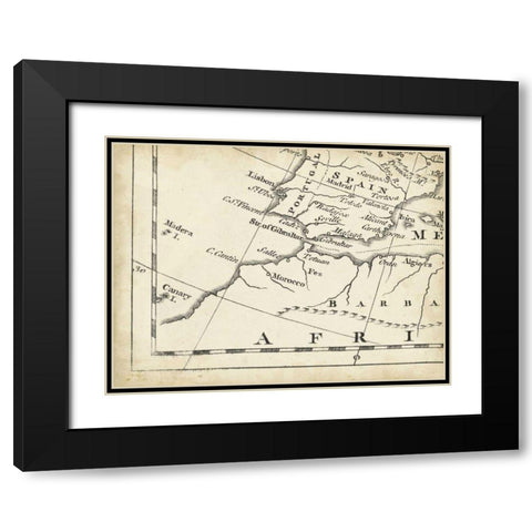 Map of Europe Grid VII Black Modern Wood Framed Art Print with Double Matting by Jeffreys, T.