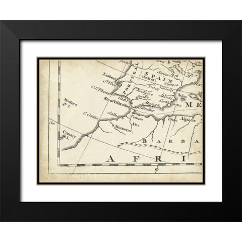 Map of Europe Grid VII Black Modern Wood Framed Art Print with Double Matting by Jeffreys, T.