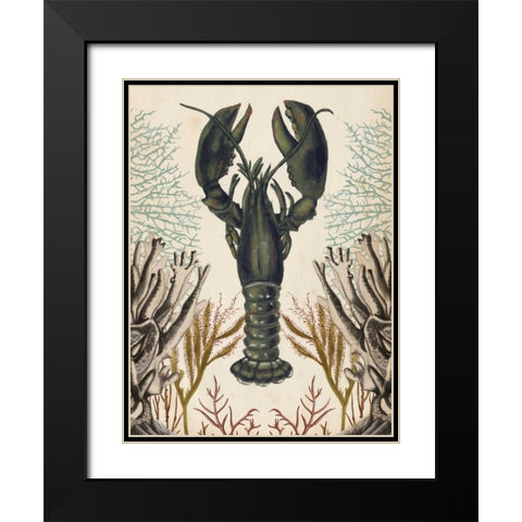 Antiquarian Menagerie - Lobster Black Modern Wood Framed Art Print with Double Matting by McCavitt, Naomi