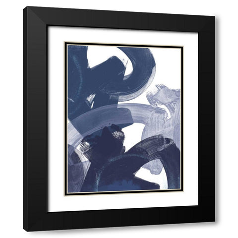 Blue on Blue I Black Modern Wood Framed Art Print with Double Matting by Vess, June Erica