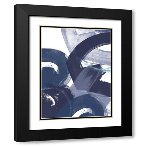 Blue on Blue II Black Modern Wood Framed Art Print with Double Matting by Vess, June Erica