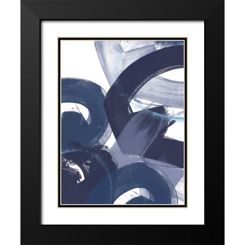 Blue on Blue II Black Modern Wood Framed Art Print with Double Matting by Vess, June Erica