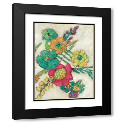 Olives Flowers II Black Modern Wood Framed Art Print with Double Matting by Zarris, Chariklia