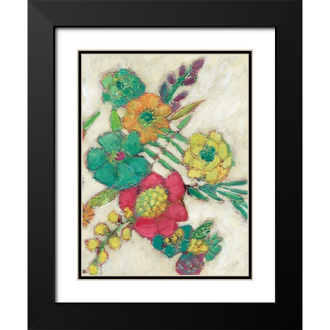 Olives Flowers II Black Modern Wood Framed Art Print with Double Matting by Zarris, Chariklia