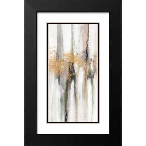 Falling Gold Leaf II Black Modern Wood Framed Art Print with Double Matting by Studio W