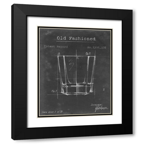 Barware Blueprint I Black Modern Wood Framed Art Print with Double Matting by Harper, Ethan