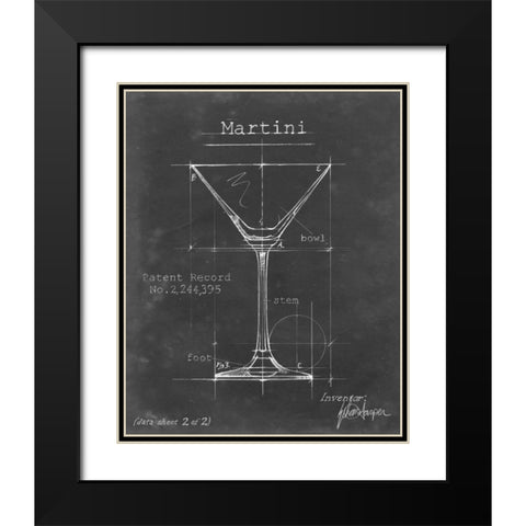 Barware Blueprint V Black Modern Wood Framed Art Print with Double Matting by Harper, Ethan