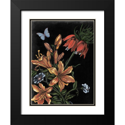 Dark Floral II Black Modern Wood Framed Art Print with Double Matting by McCavitt, Naomi