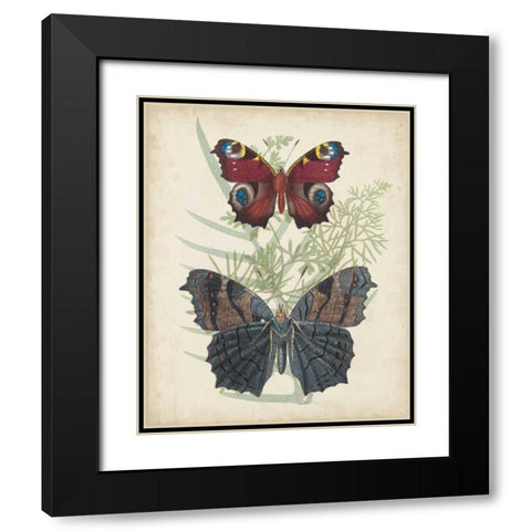 Butterflies and Ferns III Black Modern Wood Framed Art Print with Double Matting by Vision Studio