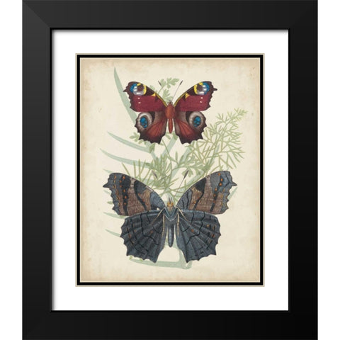 Butterflies and Ferns III Black Modern Wood Framed Art Print with Double Matting by Vision Studio