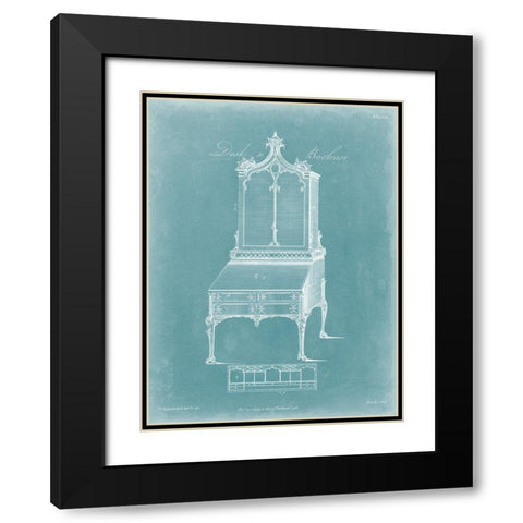 Chippendale Desk and Bookcase II Black Modern Wood Framed Art Print with Double Matting by Chippendale, Thomas