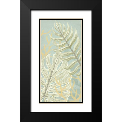 Palm and Coral Panel I Black Modern Wood Framed Art Print with Double Matting by Vess, June Erica