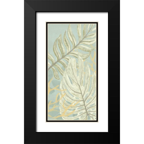 Palm and Coral Panel II Black Modern Wood Framed Art Print with Double Matting by Vess, June Erica
