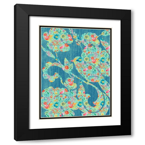 Floral Birds II Black Modern Wood Framed Art Print with Double Matting by Zarris, Chariklia