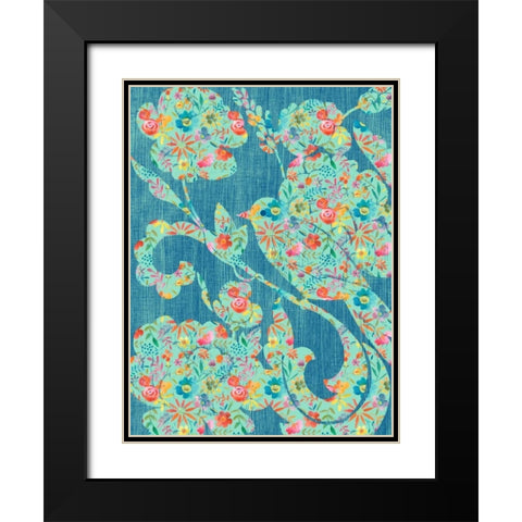 Floral Birds II Black Modern Wood Framed Art Print with Double Matting by Zarris, Chariklia