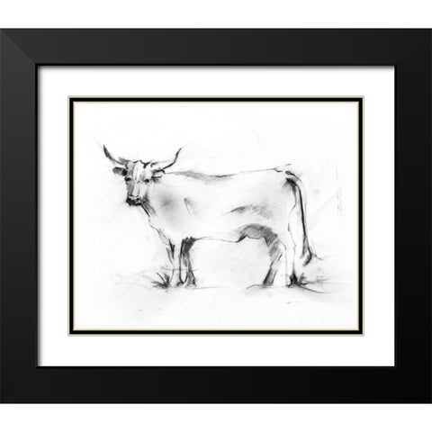 Charcoal Bovine Study III Black Modern Wood Framed Art Print with Double Matting by Harper, Ethan