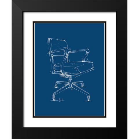 Office Chair Blueprint I Black Modern Wood Framed Art Print with Double Matting by Harper, Ethan