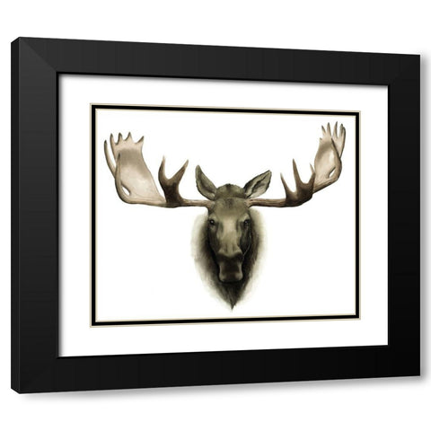 Custom Single Moose  Black Modern Wood Framed Art Print with Double Matting by Popp, Grace