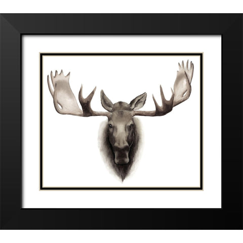 Custom Single Moose  Black Modern Wood Framed Art Print with Double Matting by Popp, Grace