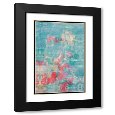 Embellished Teal Rose Garden II Black Modern Wood Framed Art Print with Double Matting by Goldberger, Jennifer