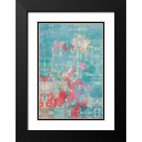 Embellished Teal Rose Garden II Black Modern Wood Framed Art Print with Double Matting by Goldberger, Jennifer