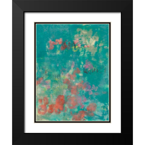 Teal Rose Garden II Black Modern Wood Framed Art Print with Double Matting by Goldberger, Jennifer
