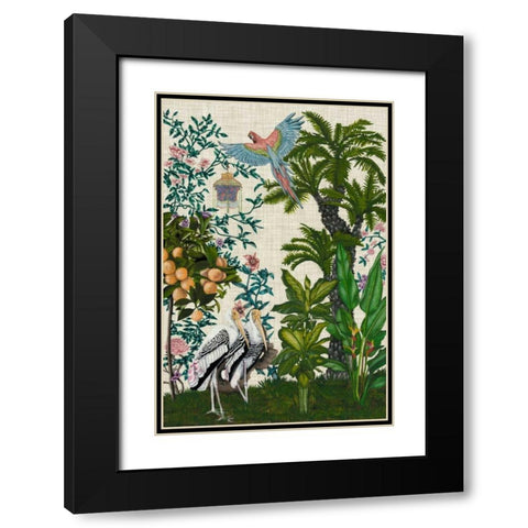 Paradis Chinoiserie II Black Modern Wood Framed Art Print with Double Matting by McCavitt, Naomi
