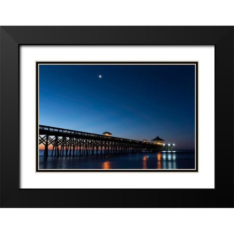 Moon at Folly Beach Black Modern Wood Framed Art Print with Double Matting by Head, Danny