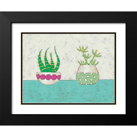 Succulent Duo I Black Modern Wood Framed Art Print with Double Matting by Zarris, Chariklia