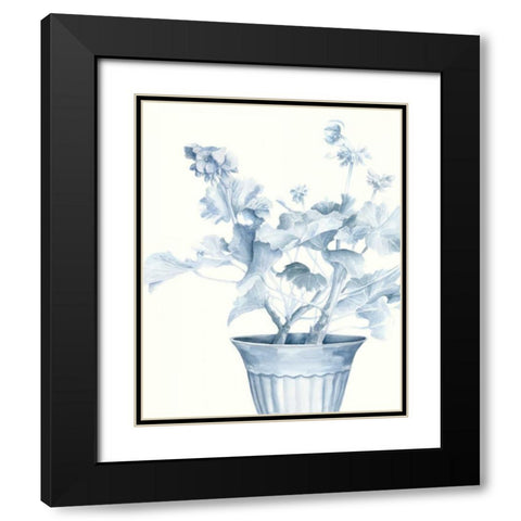 Blue Geranium II Black Modern Wood Framed Art Print with Double Matting by Meagher, Megan