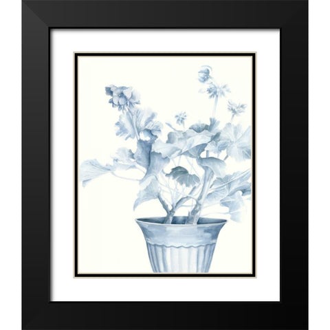 Blue Geranium II Black Modern Wood Framed Art Print with Double Matting by Meagher, Megan