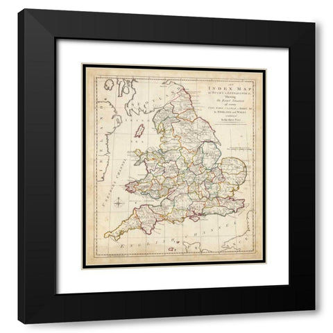 Towns, Castles and Abbeys in England and Wales  Black Modern Wood Framed Art Print with Double Matting by Unknown